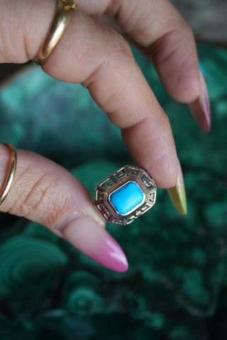 TURQUOISE GREEK KEY SZ 6