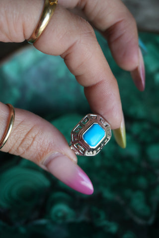 TURQUOISE GREEK KEY SZ 6