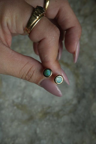14k Opal Bezel Studs