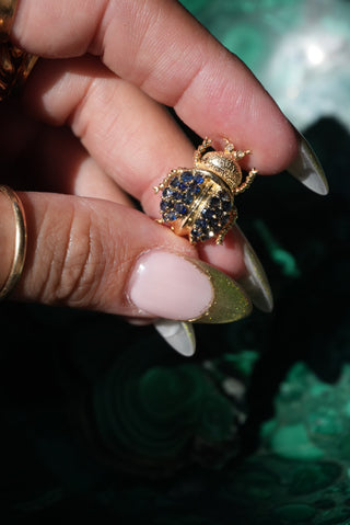 14k Sapphire Beetle Pendant