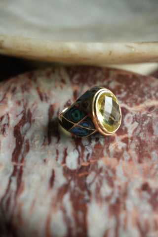 14K YELLOW QUARTZ RING