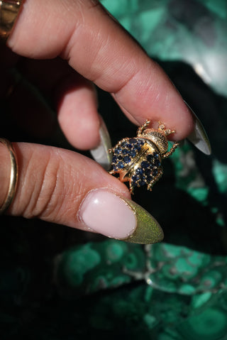 14k Sapphire Beetle Pendant