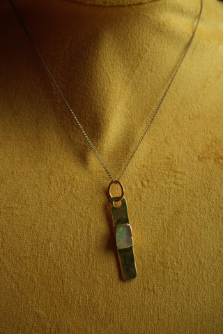 Bar None - Vermeil Opal Pendant Necklace