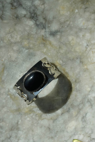 Nightingale - Sterling Onyx Cabochon Cuff