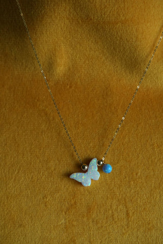 14K OPAL BUTTERFLY NECKLACE