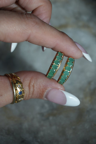 EMERALD HOOPS 14K