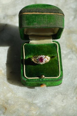 14k Ruby & Diamond Flower Ring