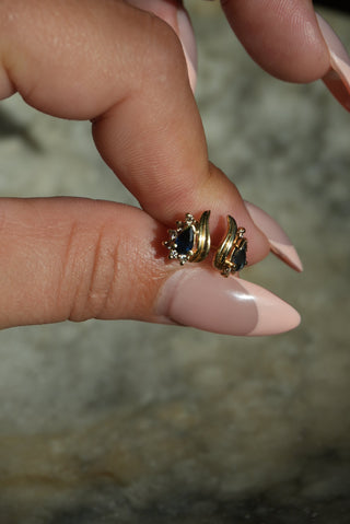 14K SAPPHIRE & DIAMOND EARRINGS