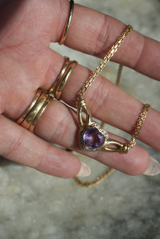 14K AMETHYST HEART NECKLACE
