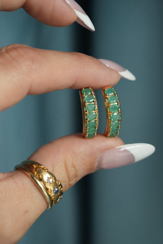 EMERALD HOOPS 14K