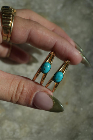 14k Turquoise Hoops