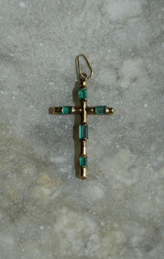 18K EMERALD CROSS PENDANT