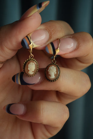 14K CAMEO DROP EARRINGS