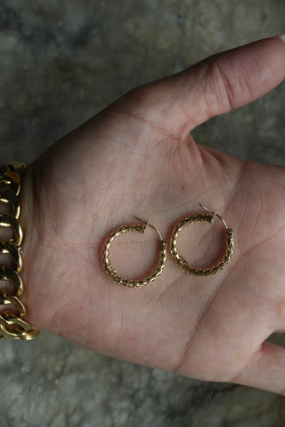 14k Net Style Hoops