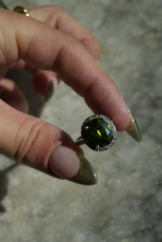 Evergreen - Sterling Gemstone Halo Ring Size 5.5