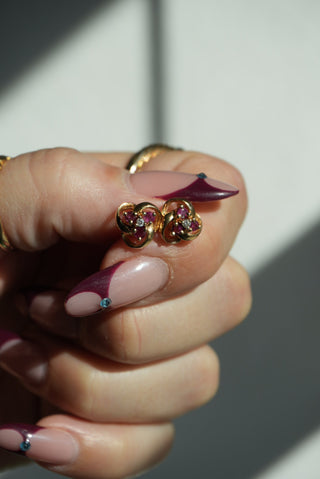 14K RUBY KNOT STUDS