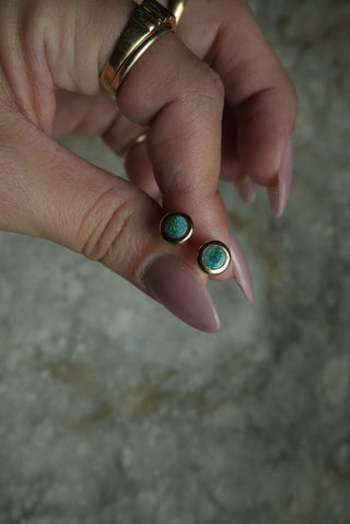 14k Opal Bezel Studs