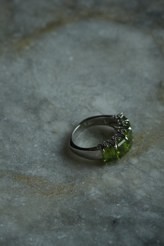 August Quintet - Sterling Peridot Band Size 8