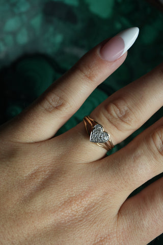 14K PAVE HEART RING