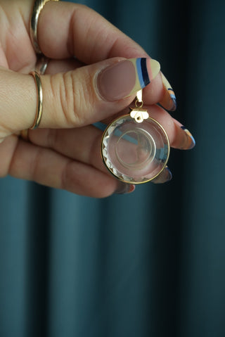14K GLASS MOON PENDANT