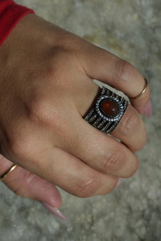 Cherry Red - Sterling Wide Pave Ring Size 6