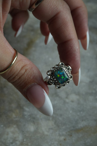 True Colors - Sterling Opal Frame Ring Size 9