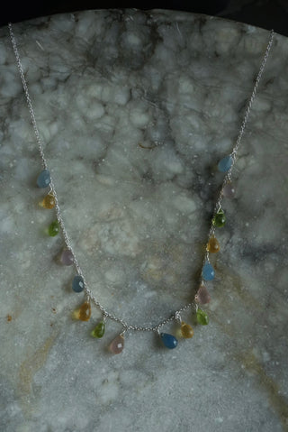 Summer Rain - Sterling Briolette Gemstone Necklace
