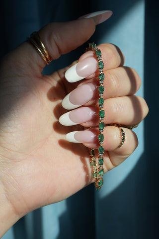 14K EMERALD TENNIS BRACELET