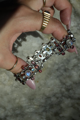 Nikki Butler Gothic - Sterling Bezel Gemstone NB Bracelet