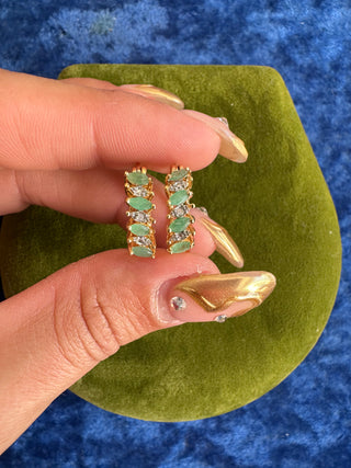 EMERALD HUGGIE HOOPS