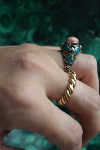 Enamel Romance - Sterling Enamel Cabochon Ring Size 6
