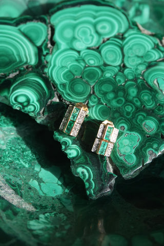 14k Emerald Row Earrings