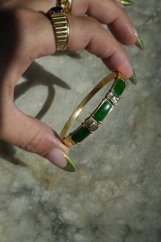 18k Jade & Diamond Bangle Bracelet