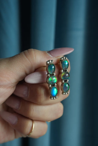 Aurora - Sterling Bezeled Cabochon Earrings