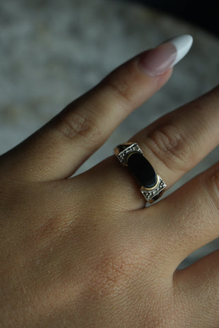 10K ONYX RING