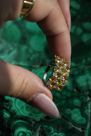Honeycomb - Sterling Citrine Ring Size 10.5