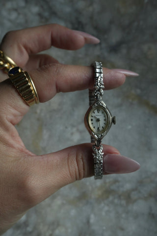 Caravelle Cutie - Silvertone Stretchband Watch