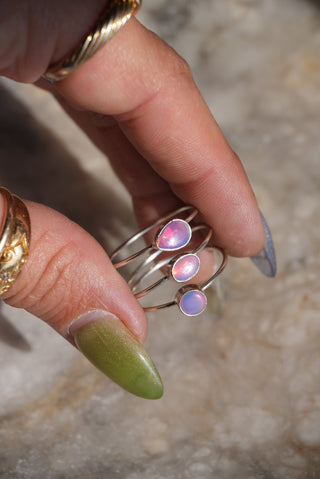 PINK JELLY OPAL RING SET (3) SZ 11