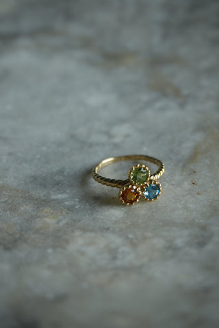 14K GEMSTONE TRIO RING