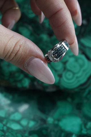Buckled Babe - Sterling Pave Buckle Ring Size 5