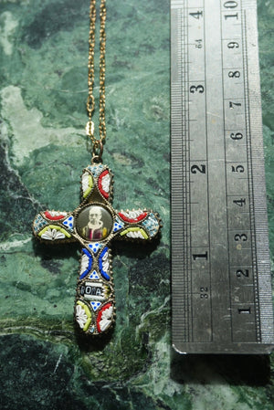 VINTAGE RARE ROMAN POPE MOSAIC CROSS