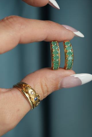 EMERALD HOOPS 14K