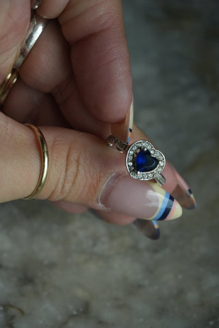 BEATS FOR U- STERLING SILVER SAPPHIRE RING SZ 5