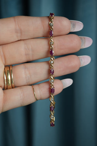 10K RUBY & DIAMOND TENNIS BRACELET