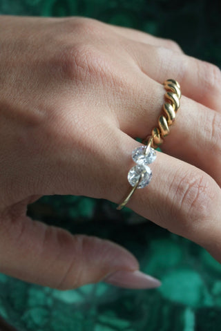 Dynamic Duo - Vermeil Glass Stone Ring Size 10