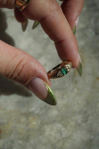 14k Emerald & Diamond Ring