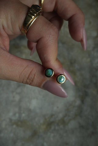 14k Opal Bezel Studs