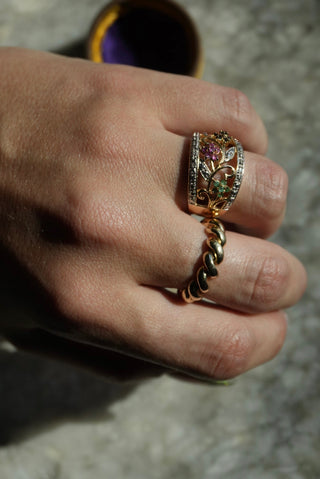 Gem Garden - Dual Tone Floral Ring Size 8