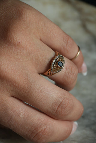 14K SAPPHIRE GOLD LACE RING