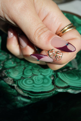 14k DOUBLE HEART STUDS